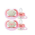 AVENT Lot 2 sucettes ultra air night rose 6-18 mois